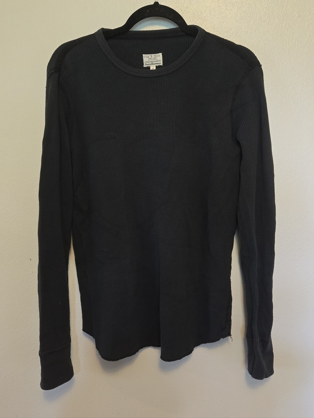 Rag & Bone Standard Issue Mens Waggle Knit Long Sleeve Tee Gray M